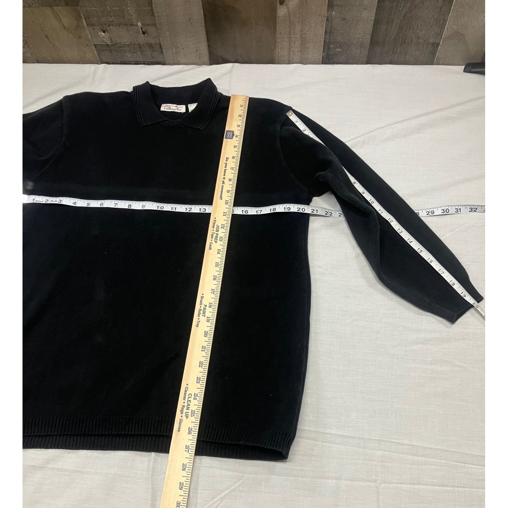 Vintage 90's Talbots Black 100% Cotton Collar Long Sleeve Pullover Sweater M EUC - Picture 5 of 5